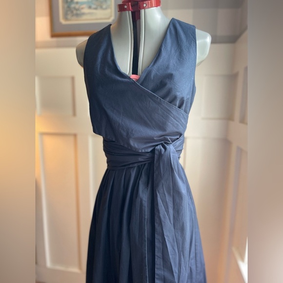 J. Crew Cotton Deep Blue Midi Wrap Dress Size 2 - Picture 4 of 7